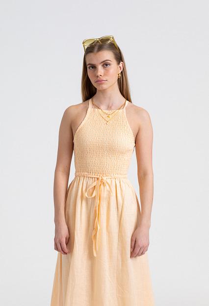 Faithfull The Brand Valeria Midi Dress Plain Butter